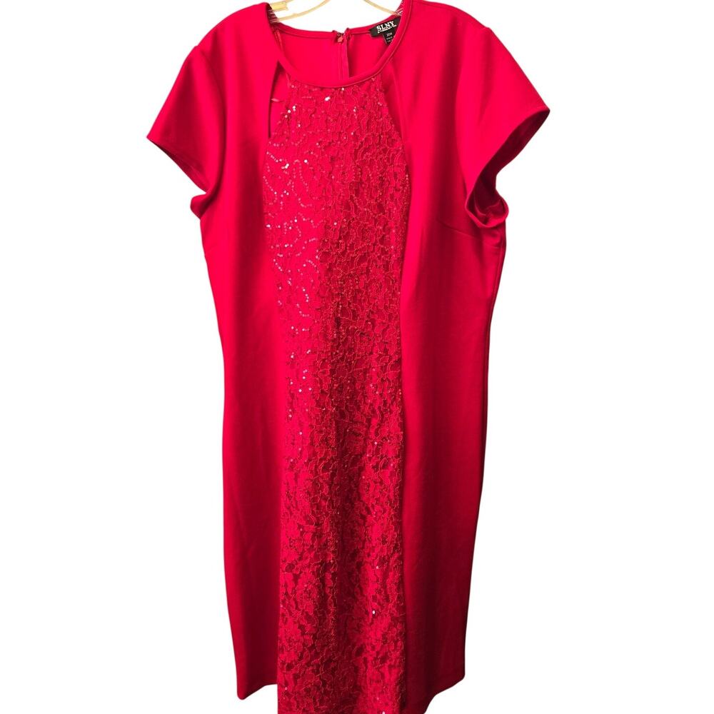 SLNY 20W Red Sexy Lace Bodycon Dress with Cut Out Details [0478]